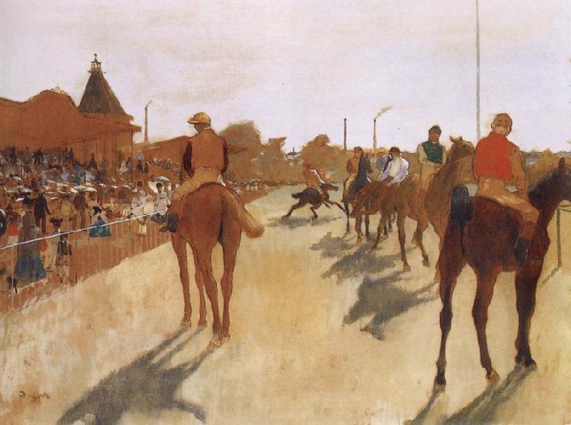 Germain Hilaire Edgard Degas Race Horses before the Stands oil painting image